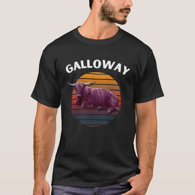 Galloway Cow Retro for Men Women Kids T Shirt (Framsida)