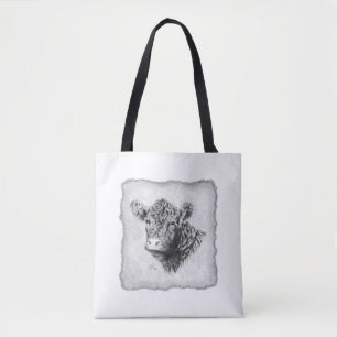 Galloway Cow Tote Bag Tygkasse