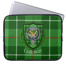 Galloway skotska klan tartan och vapensköld laptop fodral