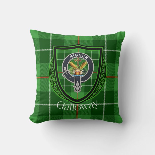 Galloway skotska klan tartan & vapen kudde (Framsida)
