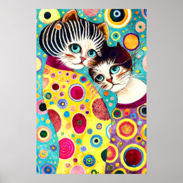 Galna Abstrakt Coola Katter Poster