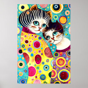 Galna Abstrakt Coola Katter Poster