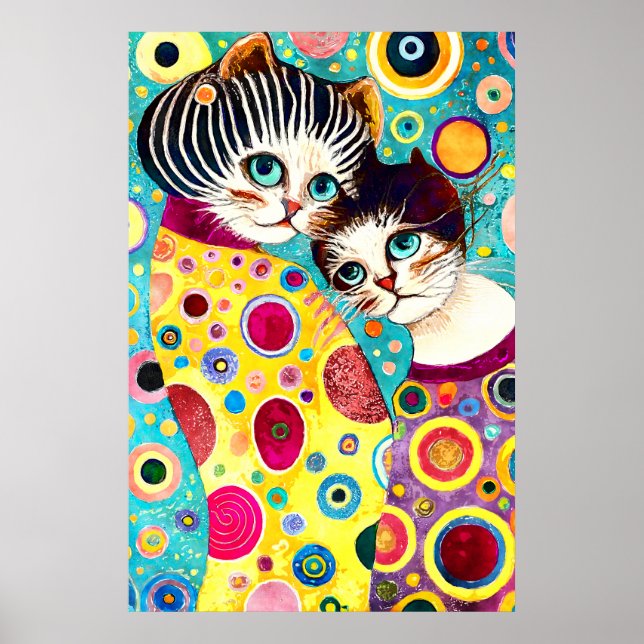 Galna Abstrakt Coola Katter Poster (Framsidan)