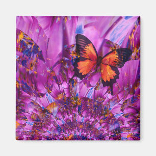 Galna Blomma Fjäril Magnet