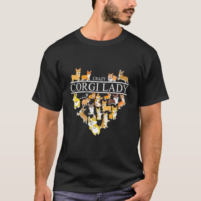 Galna Corgi Dam Hund Kärlek T Shirt (Framsida)