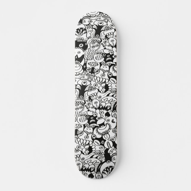 Galna dockor med sömlös mönster mini skateboard bräda 18,5 cm (Framsida)