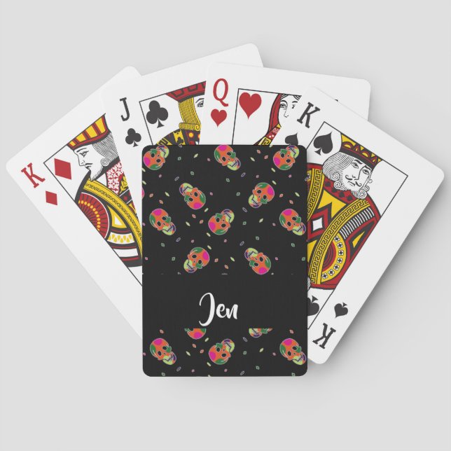Galna döskallar på svart casinokort (Baksidan)
