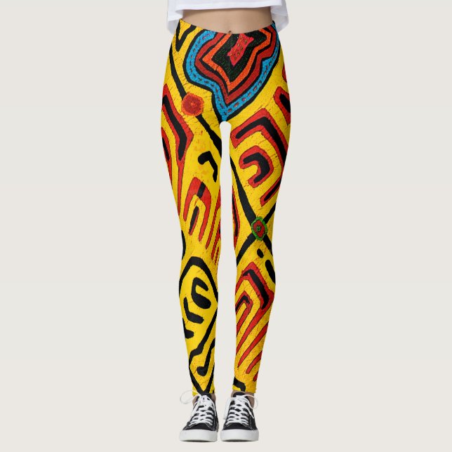 Galna färgglada stam-leggings leggings (Framsida)
