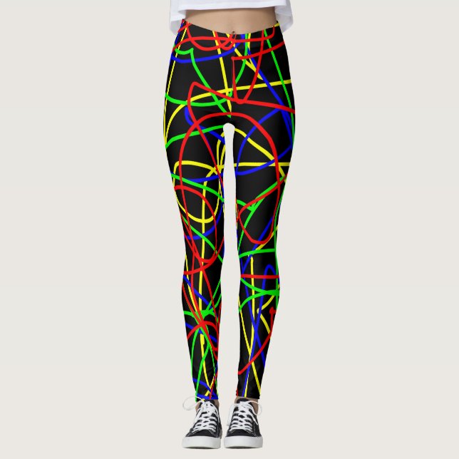 Galna färgrika Squiggles Leggings (Framsida)