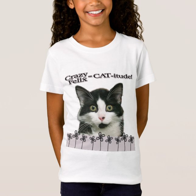 Galna Felix Katt-itudeflicka T-tröja T-shirt (Framsida)