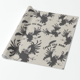 Galna Gamla Fågel Korp~inslagspapper Presentpapper