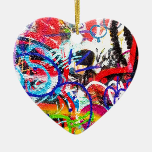 Galna grafitti julgransprydnad keramik (Framsidan)