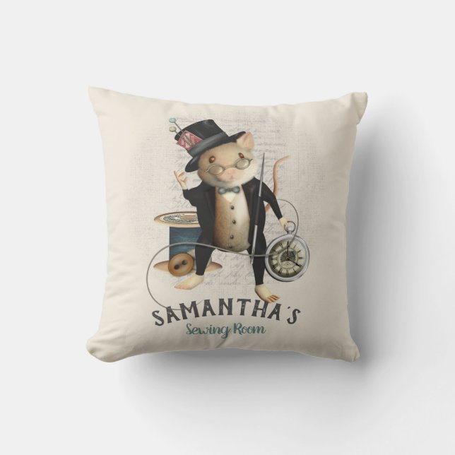 Galna Hattens Mus Sömnads Design Illustration Kudde (Framsida)
