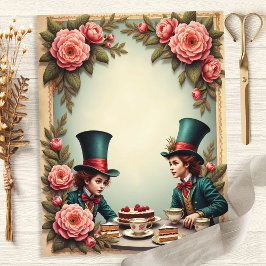 Galna Hattens Tekopp Rosor Scrapbookpapper