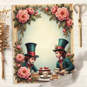 Galna Hattens Tekopp Rosor Scrapbookpapper