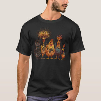 Galna höns gäng Roliga rufsiga hår gårdsfåglar T Shirt