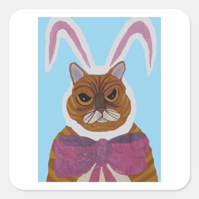Galna Katt Fyrkantigt Klistermärke (Framsida)