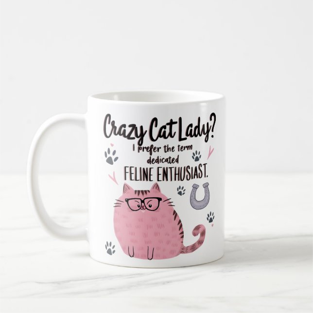 Galna Kattdama? Roligt Kattälskare Present  Kaffemugg (Vänster)