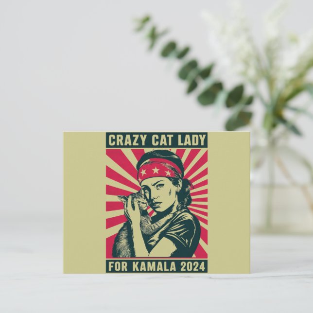 Galna kattdamen för Kamala 2024 Vykort (Stående Fram)
