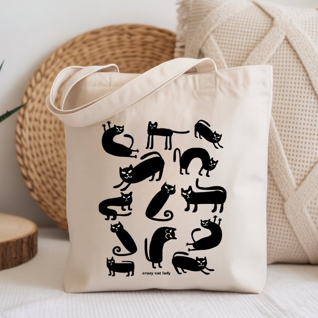 Galna Kattdamen | Rolig Kattälskare  Tygkasse (Crazy Cat Lady | Funny Cat Lover Tote Bag)