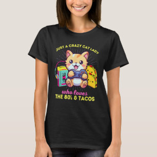 Galna kattdamen som älskar spelande katter tacos & t shirt