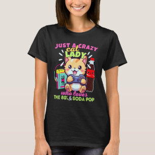 Galna kattdamen som älskar spelande läsk & 80-tale t shirt