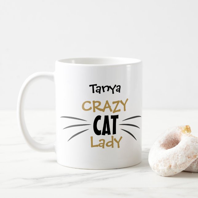 Galna kattdamens morrhår Rolig presentmugg Kaffemugg (Med munk)