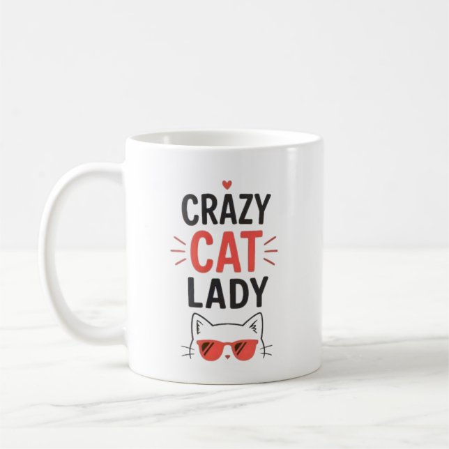 Galna kattdamens roliga söta kattälskare design kaffemugg (Vänster)
