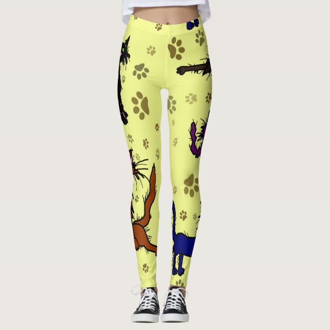Galna kattdamstrumpor leggings (Framsida)