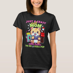 Galna kattmamma som älskar spelande läsk & 80-tale t shirt