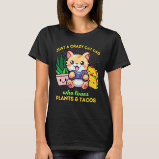 Galna kattpappa som älskar växter & tacos speland t shirt