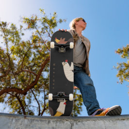 galna kycklingar modernt lantbruk med monogram ska mini skateboard bräda 18,5 cm