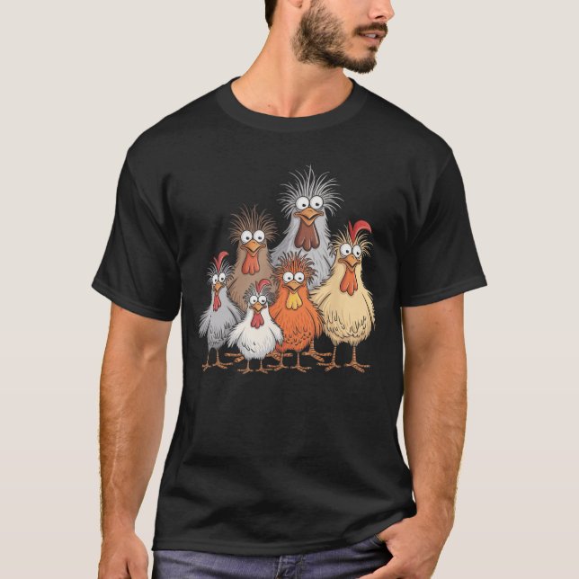 Galna Kycklingfamiljens vänner T Shirt (Framsida)