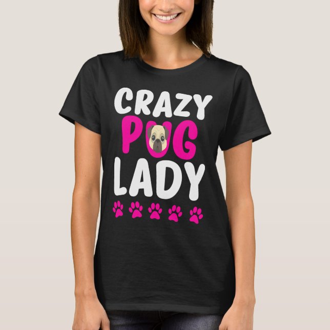 Galna Mopsdamen Söt Mopsmamma 786 T Shirt (Framsida)