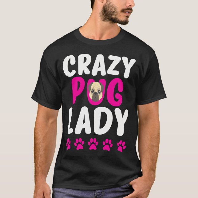 Galna Mopsdamen Söt Mopsmamma  T Shirt (Framsida)