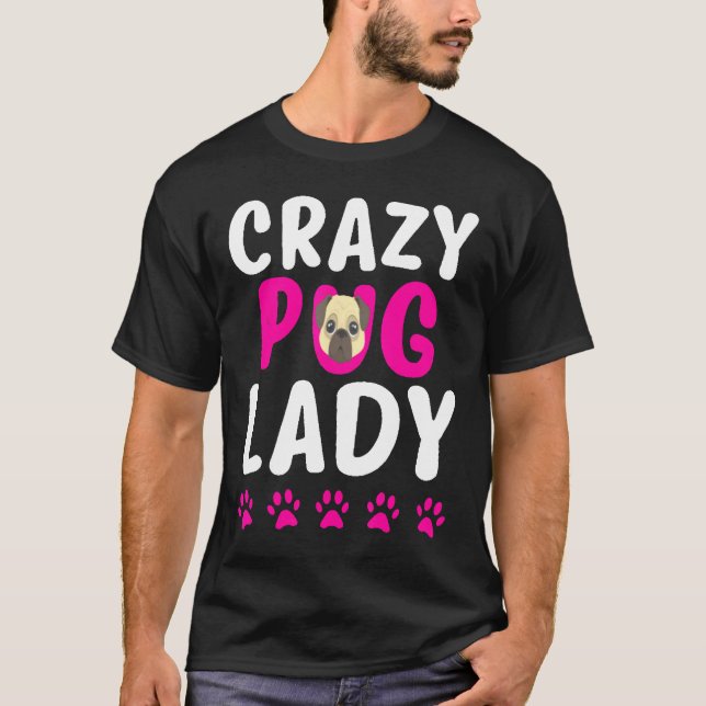 Galna Mopsdamen Söt Mopsmamma T Shirt (Framsida)