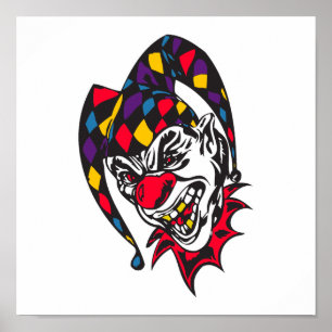 galna ondskefulla jester clown poster