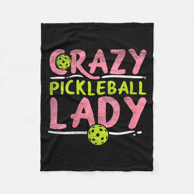 Galna pickleball-damer rolig pickle boll fleecefilt (Framsidan)