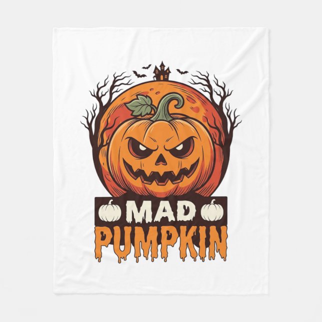 Galna Pumpa Halloween Vintage Gravyr Design_1 Fleecefilt (Framsidan)