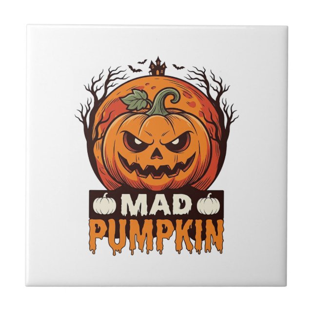 Galna Pumpa Halloween Vintage Gravyr Design_1 Kakelplatta (Framsidan)