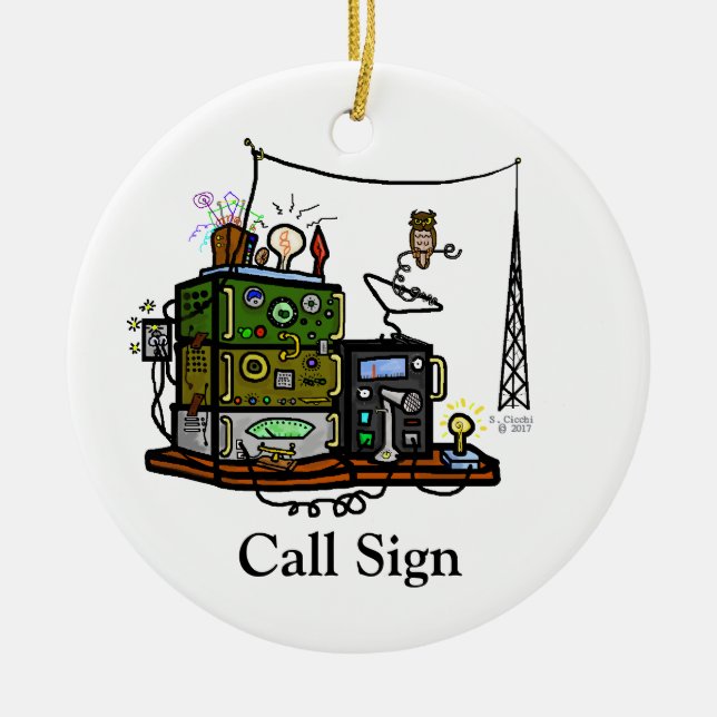 Galna radior och ugglaprydnad som ska skräddarsy julgransprydnad keramik (Framsidan)