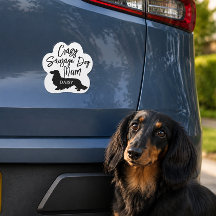 Galna Sausage Dog Mamma Bil Magnet Personlig