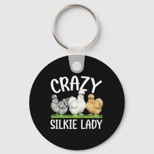 Galna Silkie Dam Silkie Kyckling Älskare Silkie Äg Nyckelring