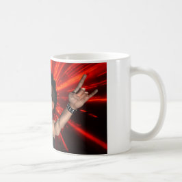 Galna skrin och laser strålar muggen kaffemugg