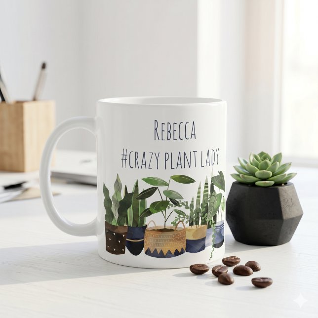 Galna Växtdama Krukväxt & Kaktus  Kaffemugg (Skapare uppladdad)