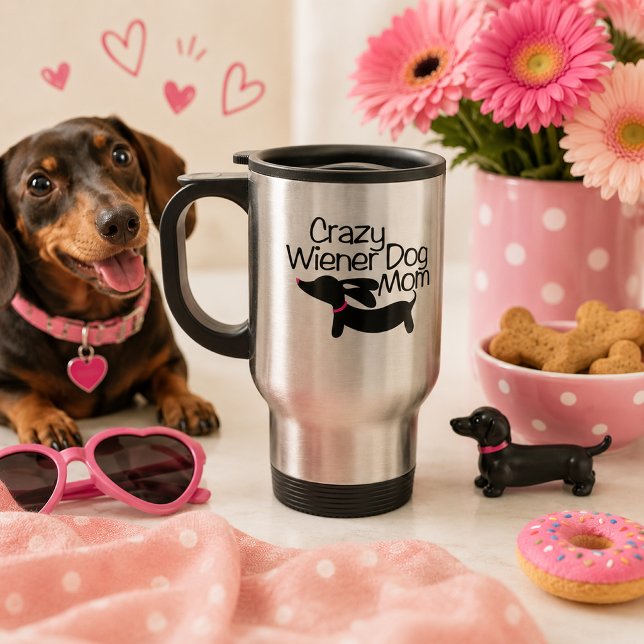Galna Wiener Hund Mamma Resa Tekopp Resemugg (Crazy Wiener Dog Mom Travel Tea Coffee Mug)