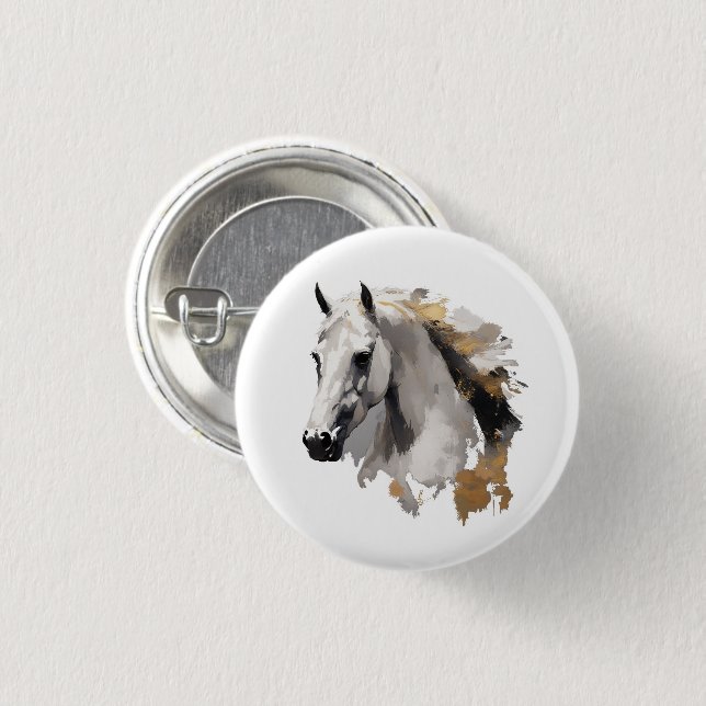 Galopperande Grace White Horse Art Knapp (Framsida & baksida)