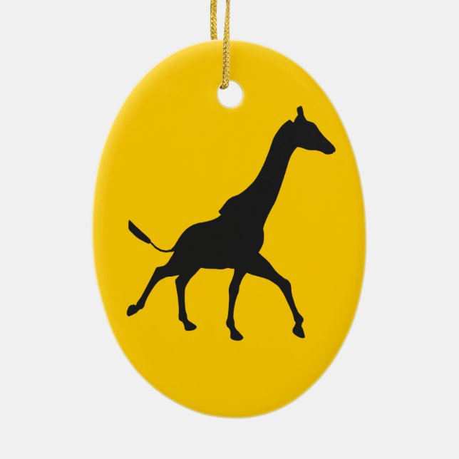 Galopping Giraffe Silhouette Julgransprydnad Keramik (Baksidan)
