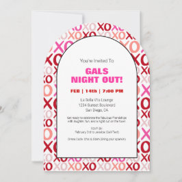 Gals Out XOXO Rosa Arch Galentine Day Party Inbjudningar