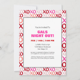 Gals Out XOXO Rosa Cute Galentine Day Party Inbjudningar